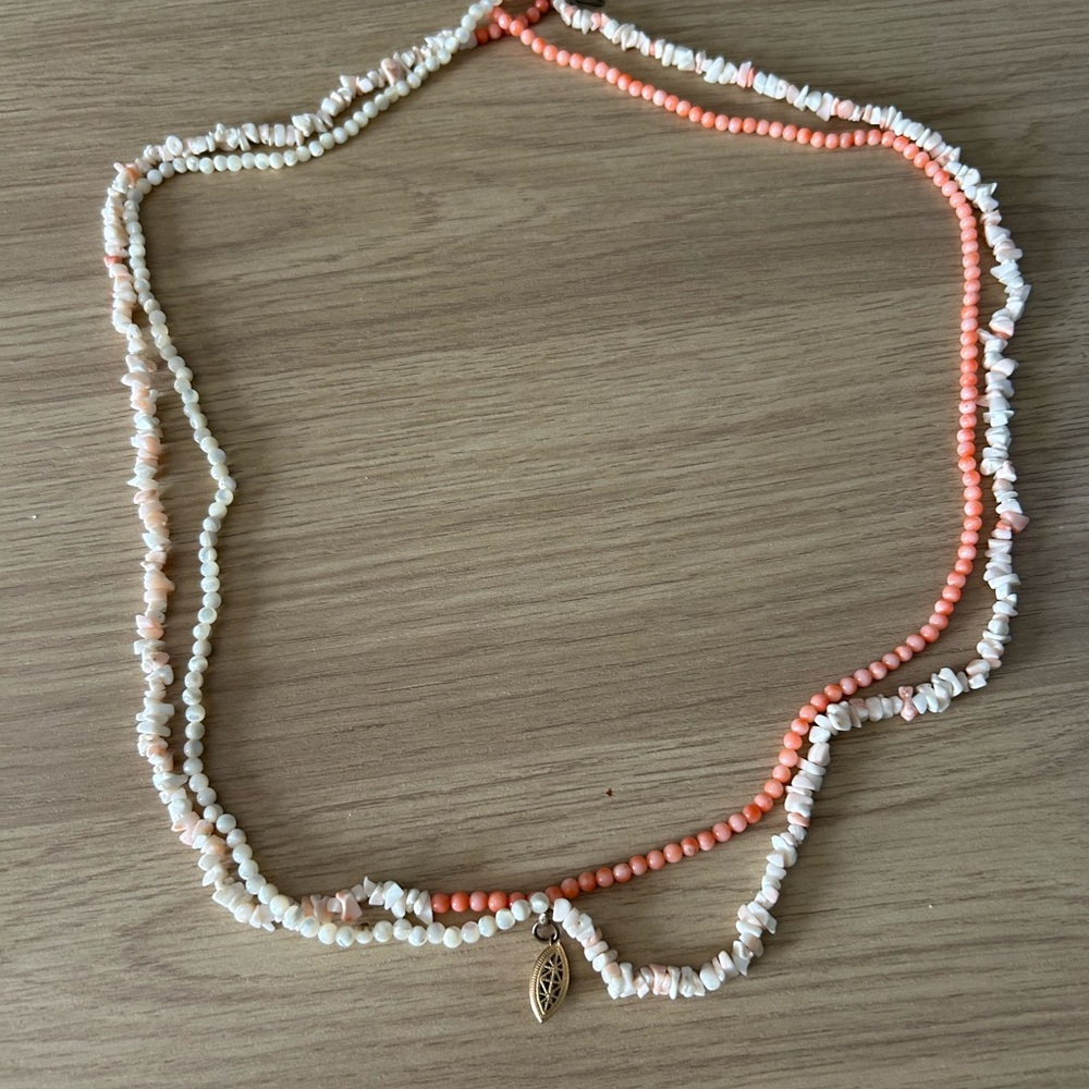 Elegant Coral and Cream Beaded Necklace